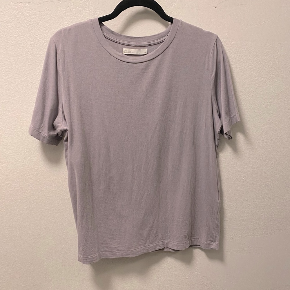 OAK + FORT core t-shirt shirt sleeve lilac gray size M